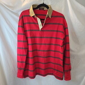Vtg Chaps Ralph Lauren 100% Cotton Made In Japan Rugby Polo Red Striped Sz M